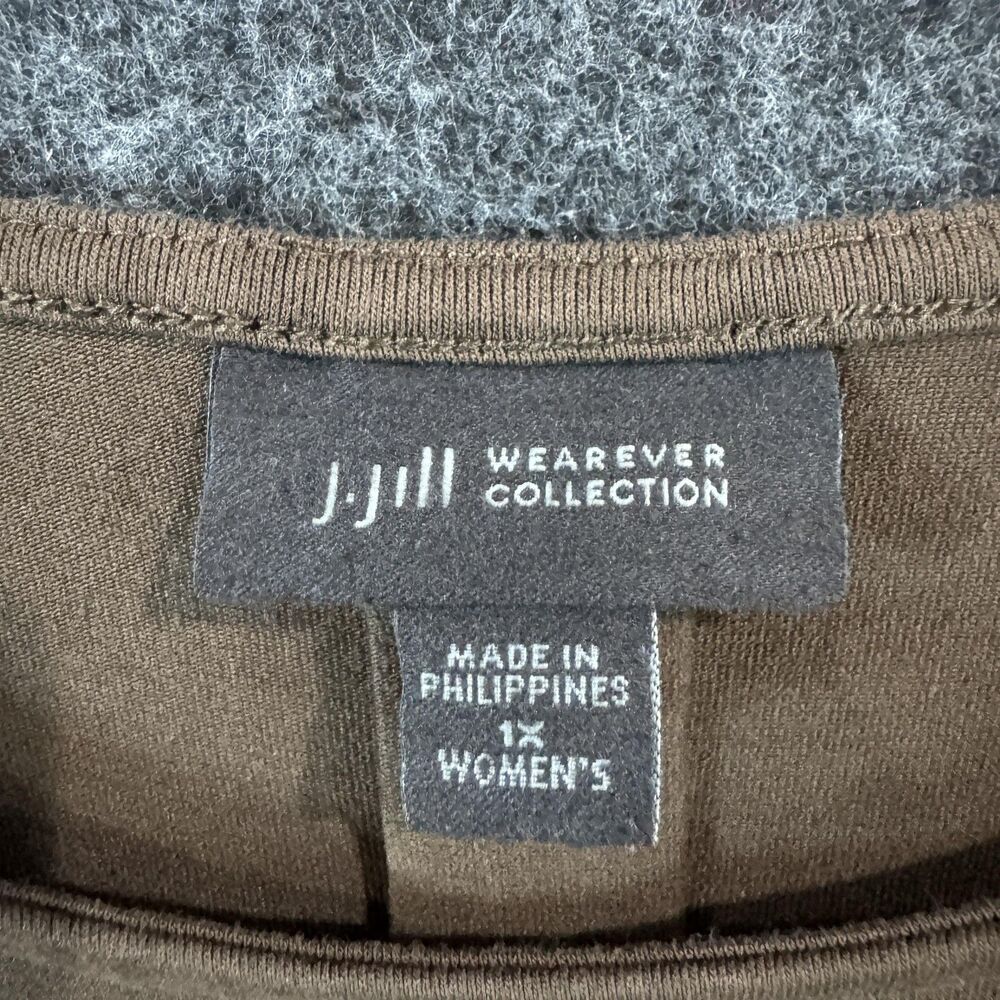 J. Jill Wearever Collection Dress Women's 1X Brown Tank Trapeze Swing Jersey - Picture 3 of 8
